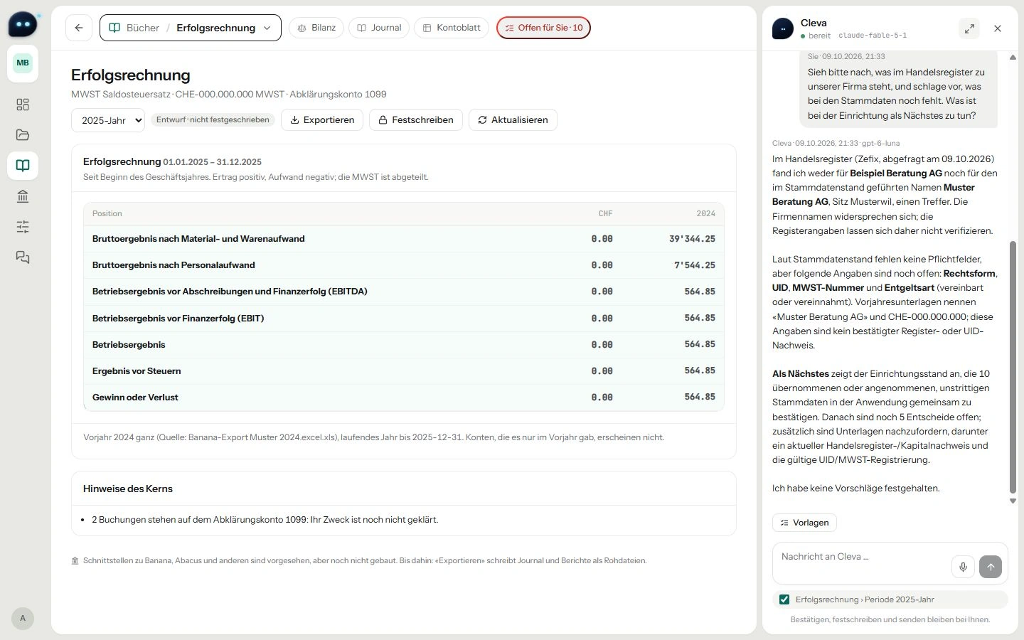 Cleva Accounts mit KI-Chat