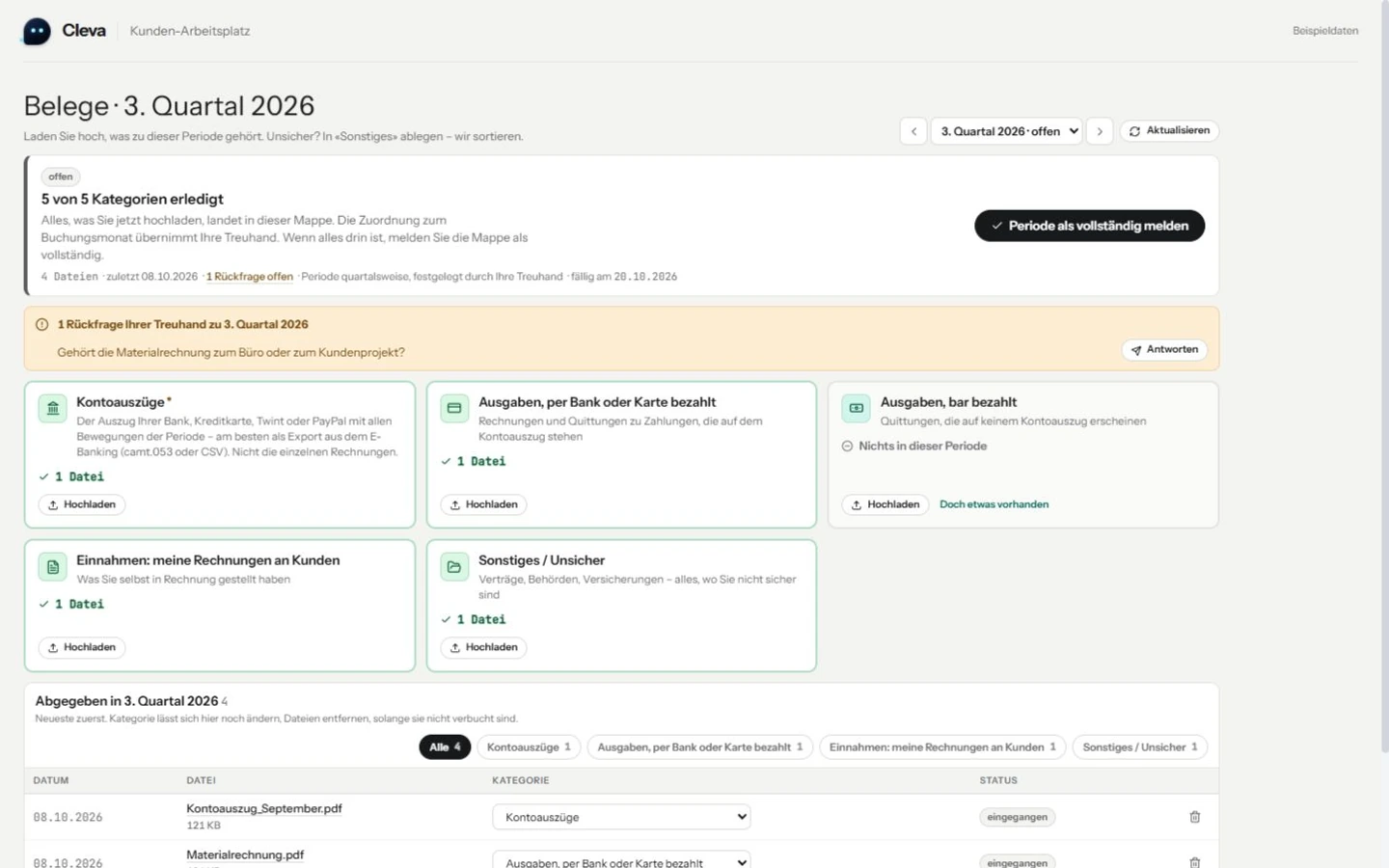 Belege abgeben